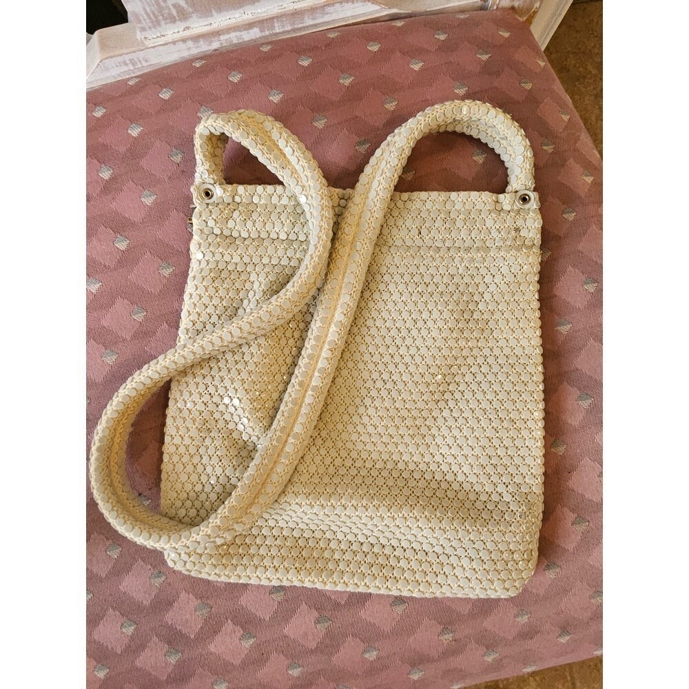 Marcel Bag Shop Beaded Purse Vintage Shoulder‎ Bag Cream Color Handmade